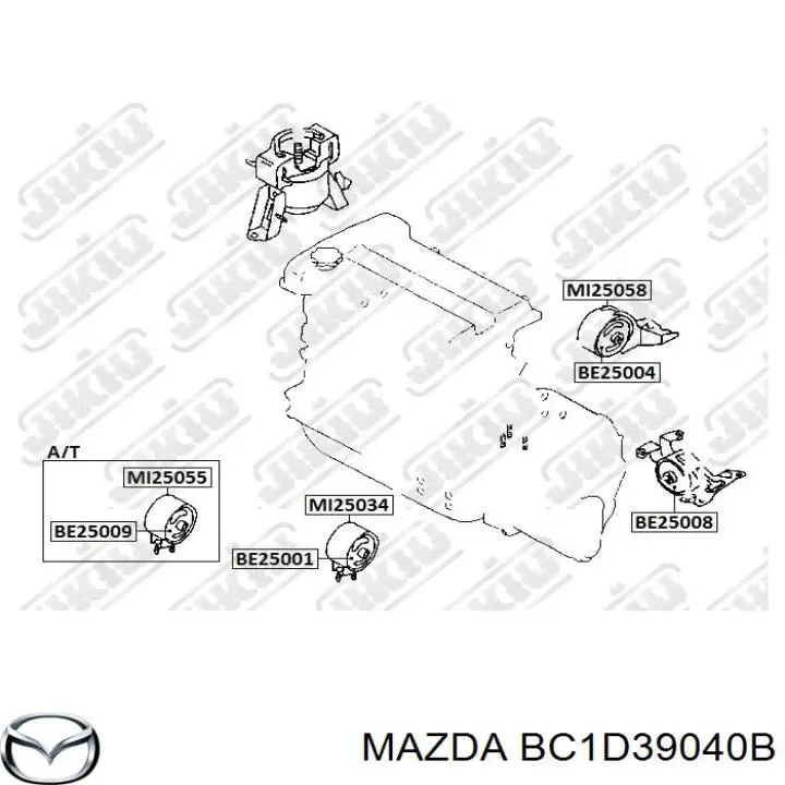 Do koszyka BC1D39040B Mazda Poduszka (podpora) silnika tylna