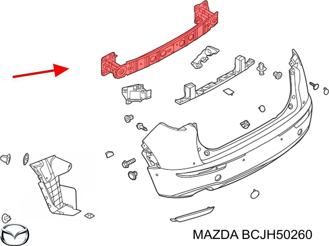 Do koszyka BCJH50260 Mazda Wzmocnienie zderzaka tylnego