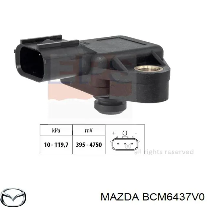 Czujnik ciśnienia w kolektorze ssącym, MAP Mazda BCM6437V0 cena, od 21,83 USD