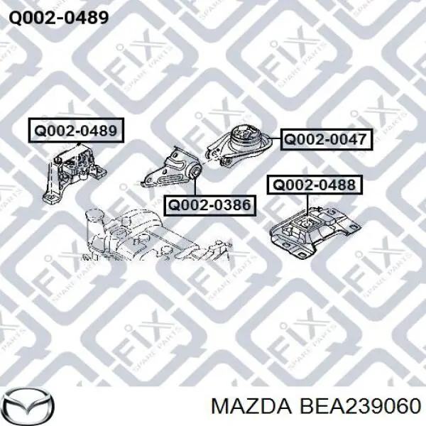 Poduszka (podpora) silnika prawa BEA239060 Mazda