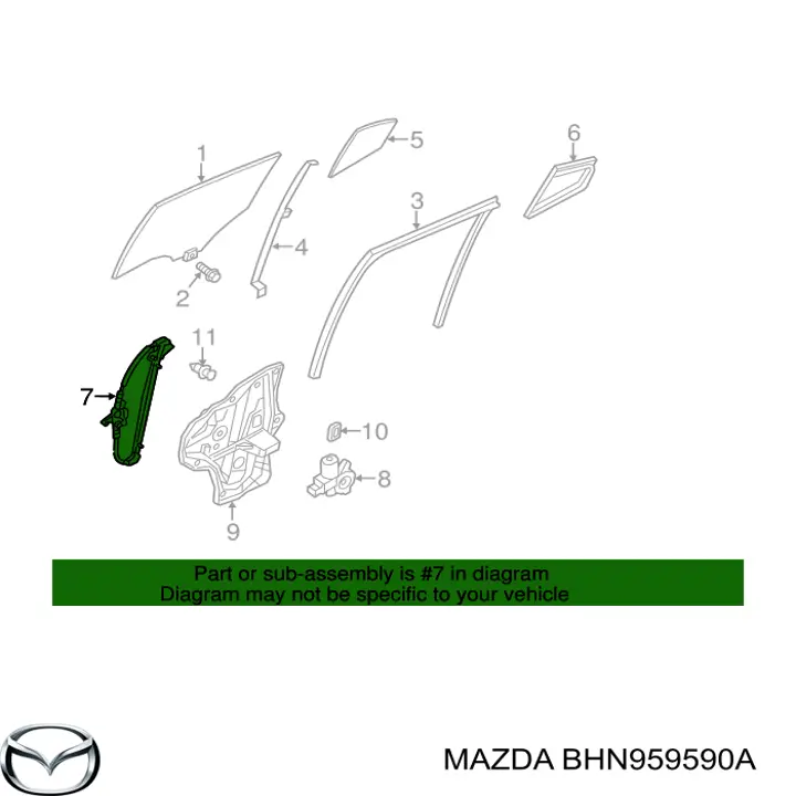 Mechanizm podnoszenia szyby drzwi przednich lewych Mazda 3 sedana (BL) (2009 - 2013) cena, od 136,05 USD