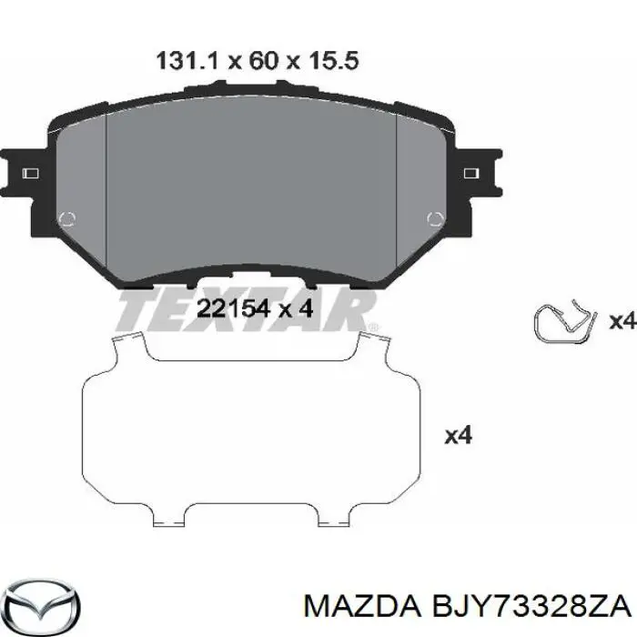 Klocki hamulcowe przednie tarczowe Mazda BJY73328ZA cena, od 58,29 USD