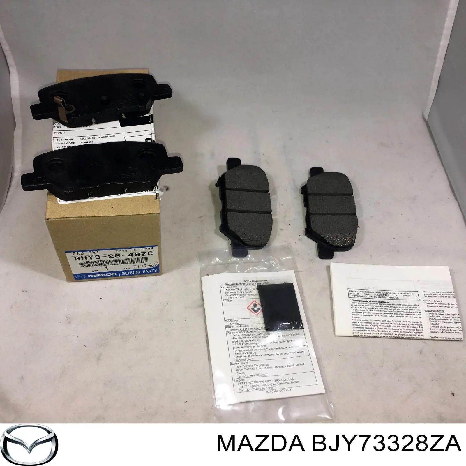 Klocki hamulcowe przednie tarczowe Mazda BJY73328ZA cena, od 58,29 USD