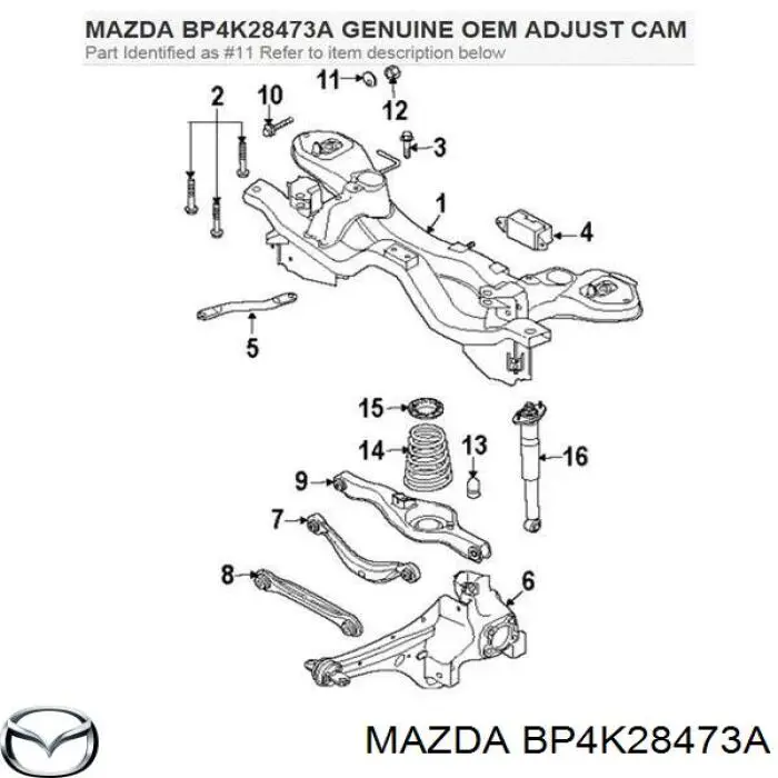 Podkładka śruby mocowania tylnego wahacza dolnego, wewnętrzna Mazda BP4K28473A cena, od 5,08 USD