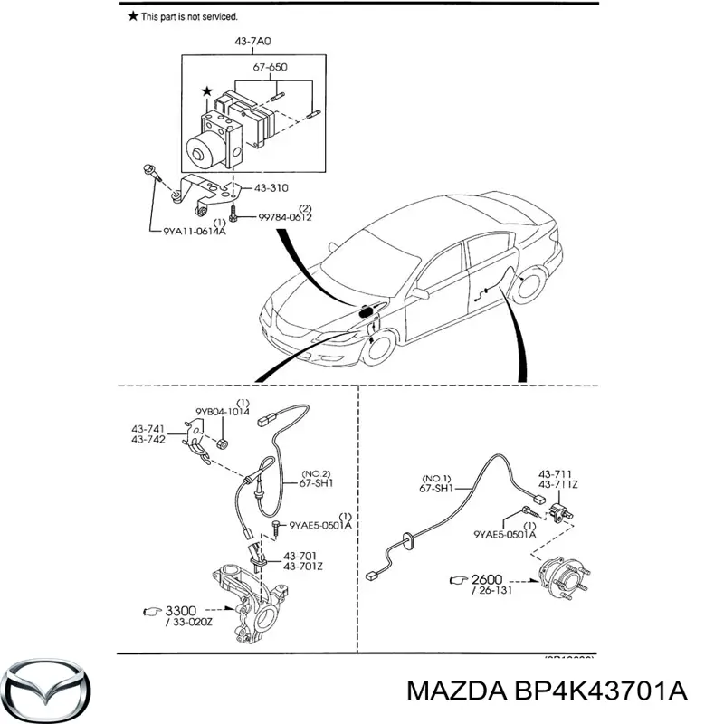 Czujnik ABS przedni Mazda BP4K43701A cena, od 39,18 USD