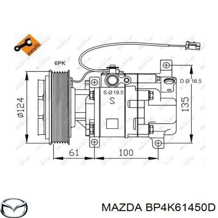 Sprężarka klimatyzacji Mazda BP4K61450D cena, od 279,42 USD