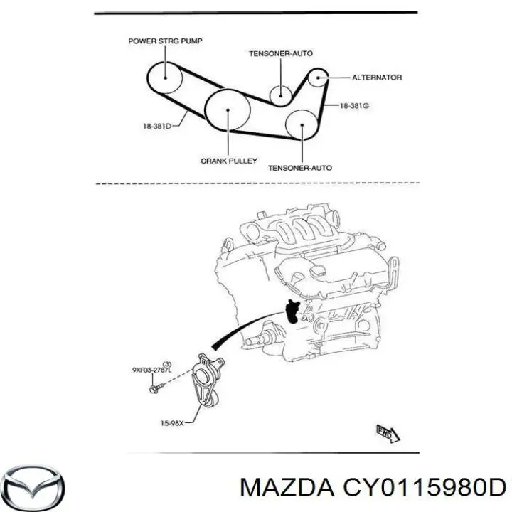 Do koszyka CY0115980D Mazda Napinacz paska napędowego