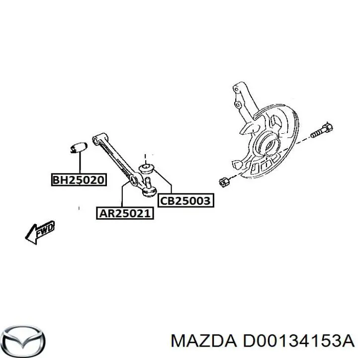 Silentblock przedniego wahacza dolnego Mazda D00134153A