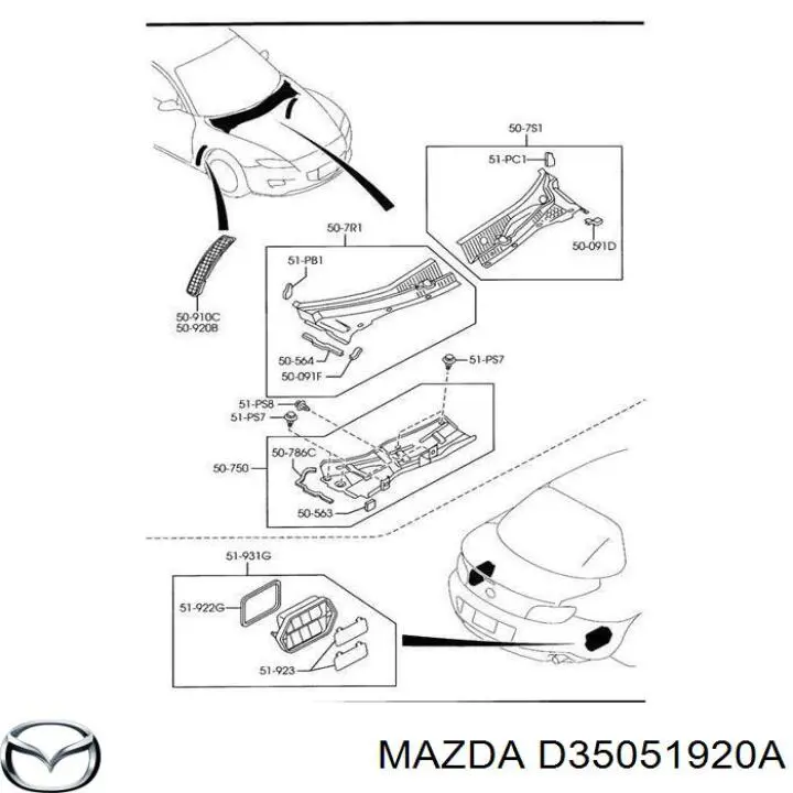 Kratka wentylacji wnętrza tylna lewa Mazda RX-8 (SE)