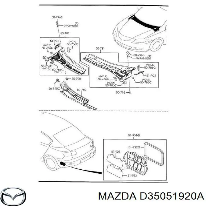 Kratka wentylacji wnętrza tylna lewa Mazda D35051920A cena, od 21,39 USD
