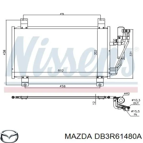 DB3R61480A Mazda chłodnica klimatyzacji