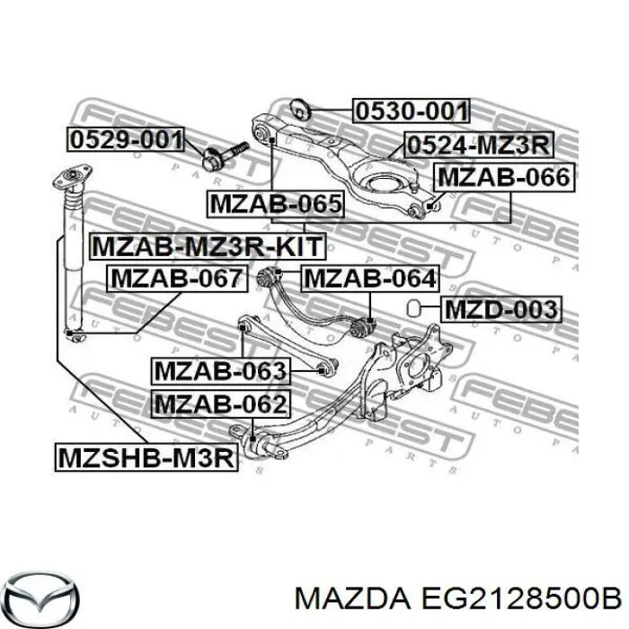 Do koszyka EG2128500B Mazda Drążek poprzeczny zawieszenia tylnego