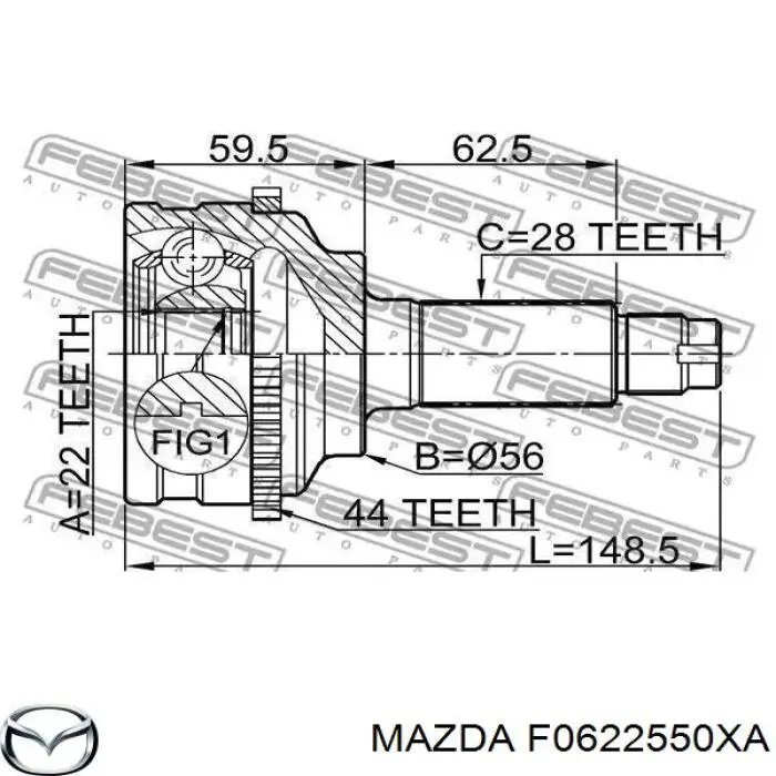 Półoś napędowa przednia prawa do Mazda Xedos 6 CA