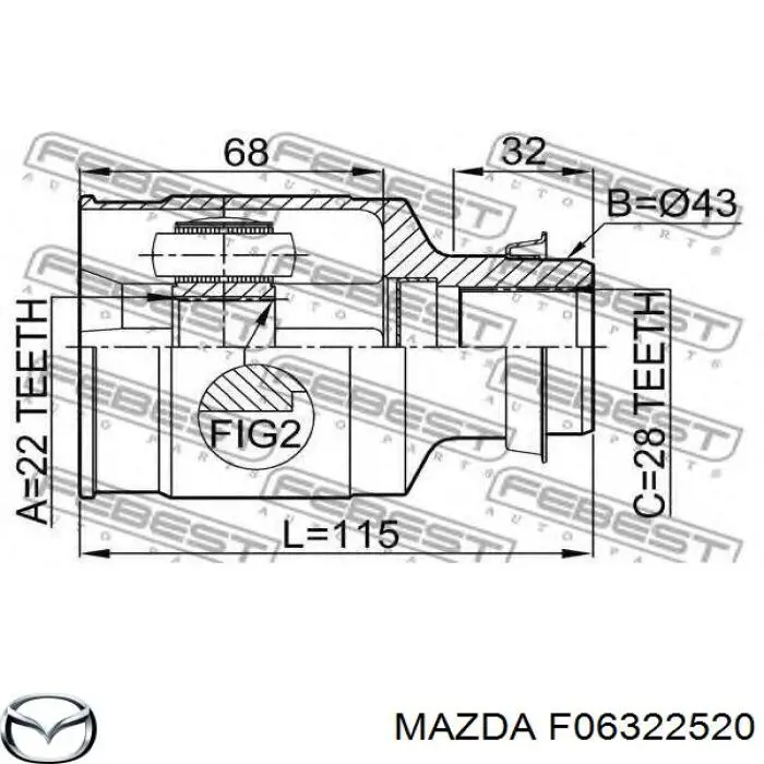 F06322520 Mazda Przegub homokinetyczny wewnętrzny przedni prawy
