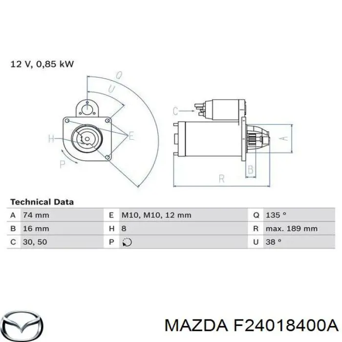 F24018400A Mazda Rozrusznik