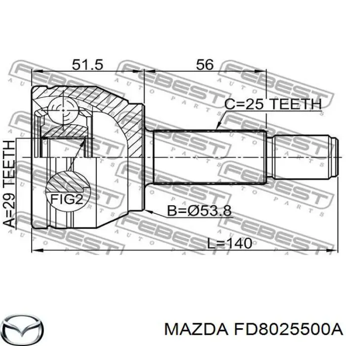 Półoś napędowa przednia prawa Mazda FA8025600B cena, od 34,05 USD