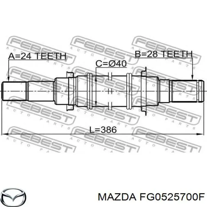 Wał napędowy półosi pośredni Mazda FG0525700F cena, od 127,96 USD