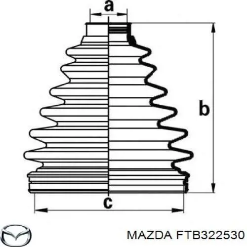 Osłona przegubu homokinetycznego półosi przedniej zewnętrzna Mazda FTB322530 cena, od 18,45 USD