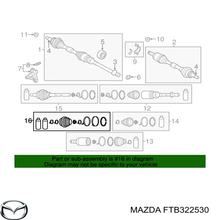 Osłona przegubu homokinetycznego półosi przedniej zewnętrzna FTB322530 Mazda