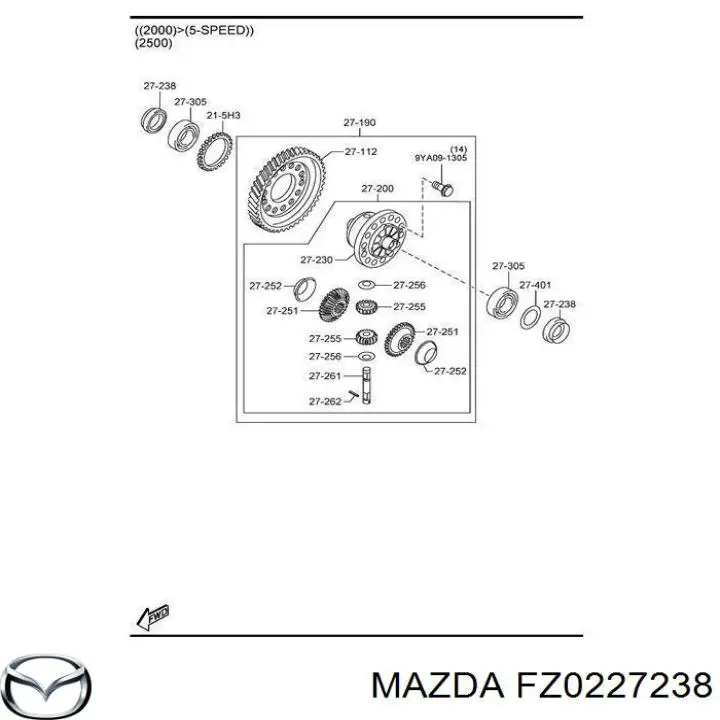 Uszczelniacz półosi lewej mostu przedniego Mazda FZ0227238 cena, od 5,20 USD