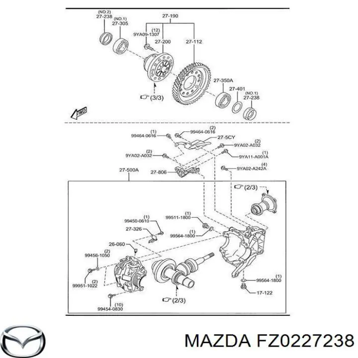 Do koszyka FZ0227238 Mazda Uszczelniacz półosi lewej mostu przedniego