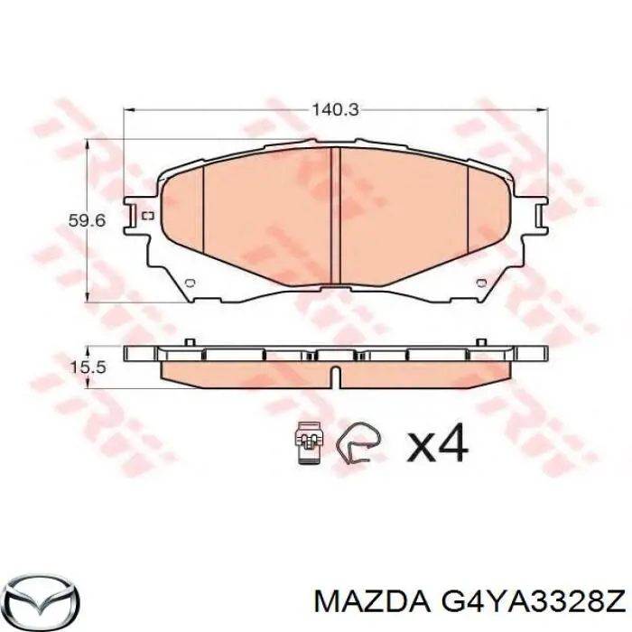 Klocki hamulcowe przednie tarczowe Mazda G4YA3328Z cena, od 27,15 USD