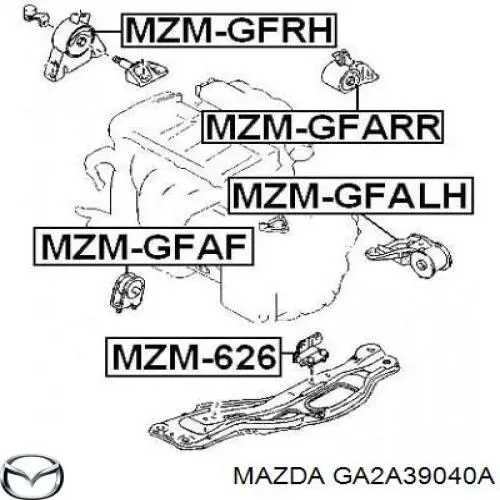 Poduszka (podpora) silnika tylna Mazda 626 IV sedana (GE) (1992 - 1997) cena, od 27,34 USD