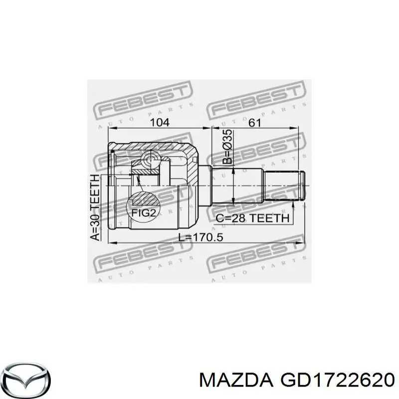 GD1722620 Mazda Przegub homokinetyczny wewnętrzny przedni lewy