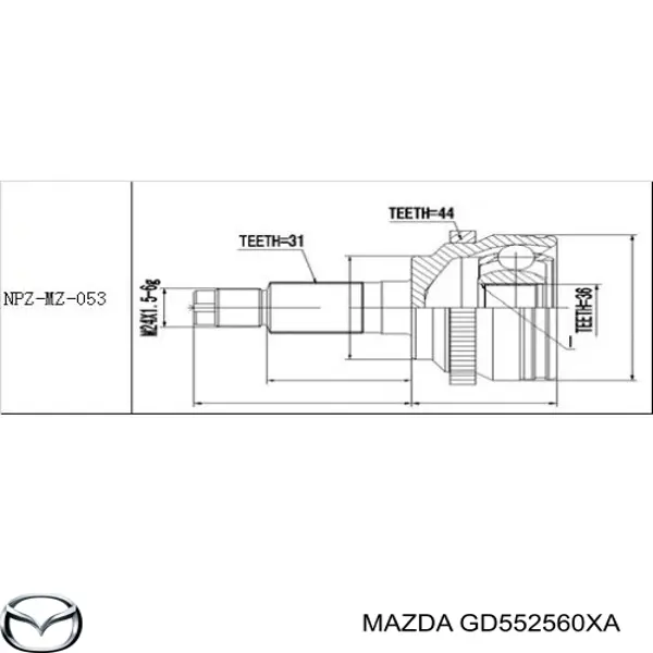 Półoś napędowa przednia lewa Mazda GD552560XA cena, od 74,91 USD