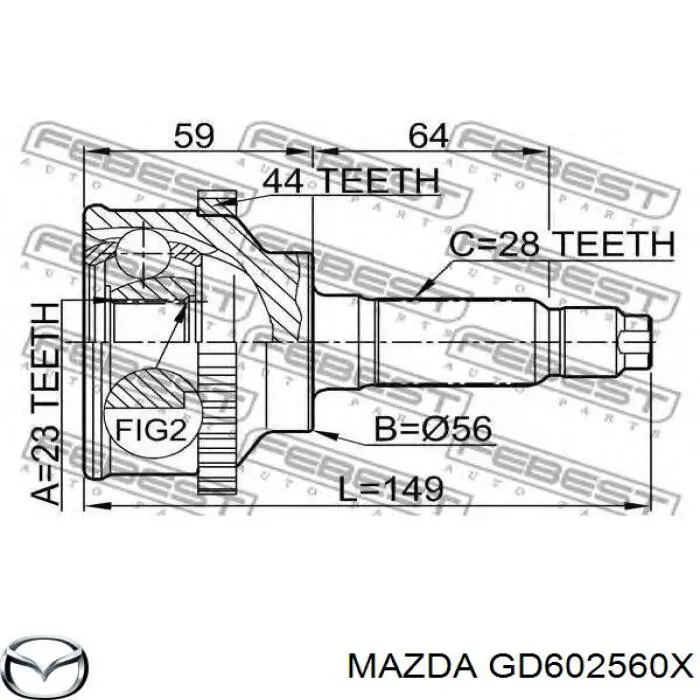 GD362560XB Mazda Półoś napędowa przednia lewa