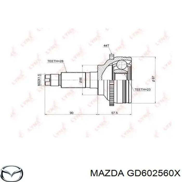 Półoś napędowa przednia lewa Mazda GD362560XB cena, od 72,30 USD