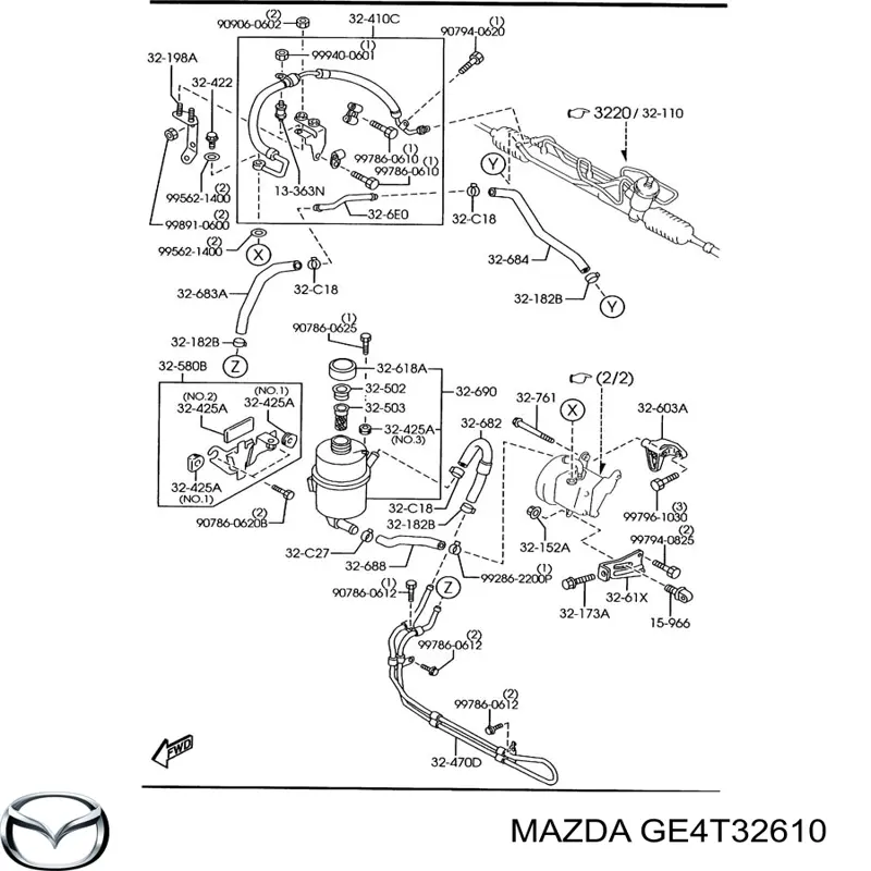Zestaw naprawczy pompy wspomagania hydraulicznego Mazda MPV II minivan (LW) (1999 - 2006) cena, od 12,49 USD
