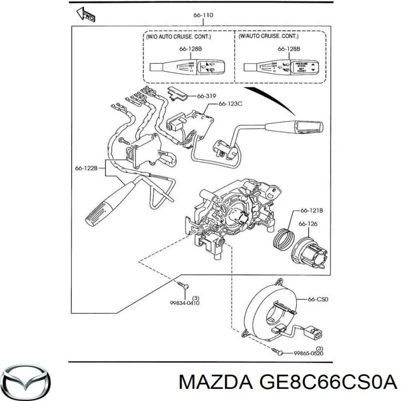 Pierścień kontaktowy AIRBAG, taśma kierownicy Mazda GE8C66CS0A cena, od 62,99 USD
