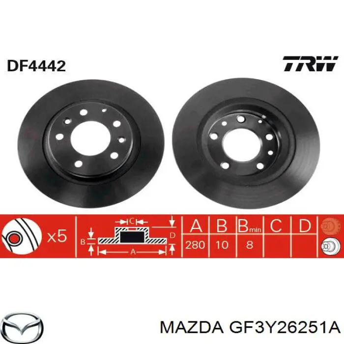 Tarcza hamulcowa tylna Mazda GF3Y26251A cena, od 33,18 USD