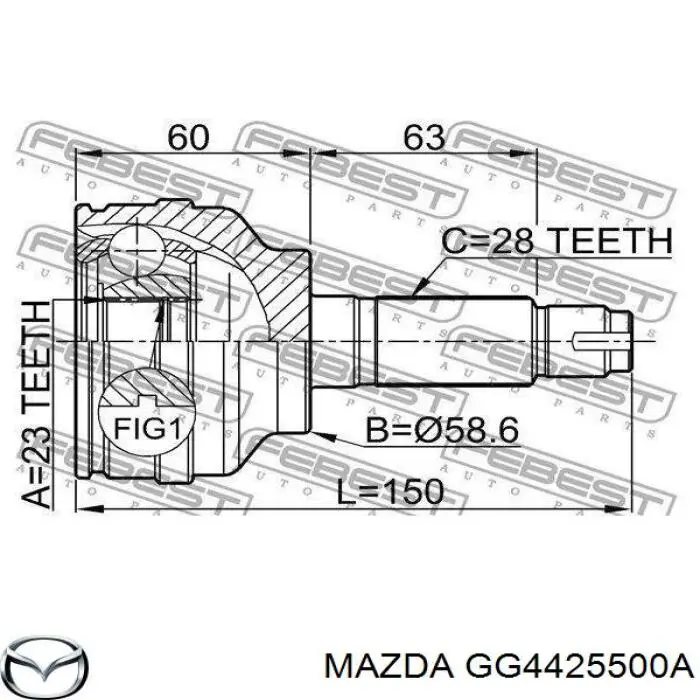 Półoś napędowa przednia prawa Mazda GG4425500A cena, od 281,63 USD