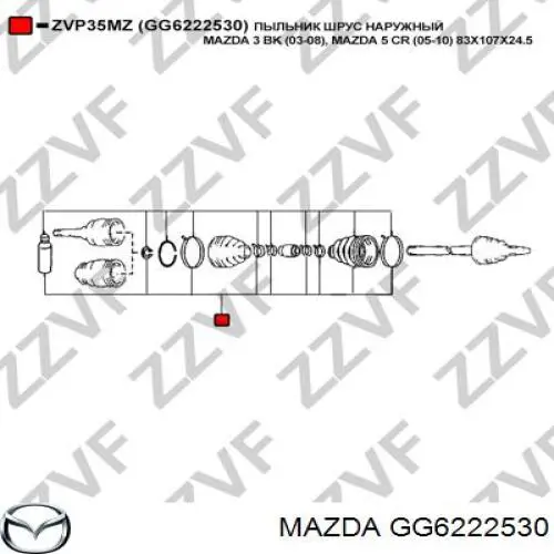 GG6222530 Mazda Półoś napędowa przednia lewa
