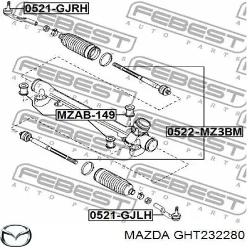 Końcówka drążka kierowniczego zewnętrzna Mazda GHT232280 cena, od 22,65 USD