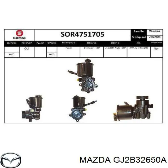 Pompa wspomagania hydraulicznego kierownicy Mazda GJ2B32650A cena, od 127,74 USD