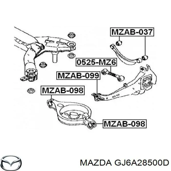 Do koszyka GJ6A28500D Mazda Drążek poprzeczny zawieszenia tylnego