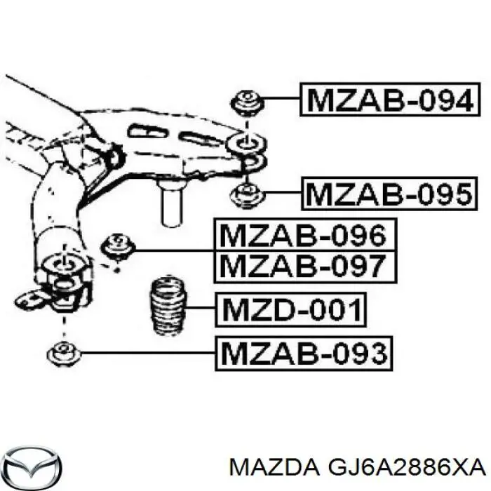 Silentblock tylnej belki Mazda GJ6A2886XA cena, od 7,04 USD