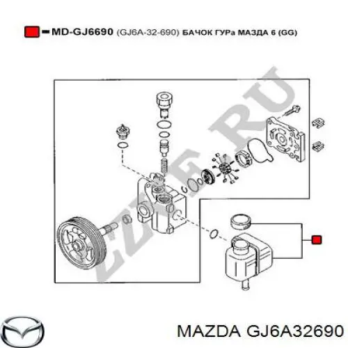 GJ6A32690 Mazda Zbiornik płynu wspomagania