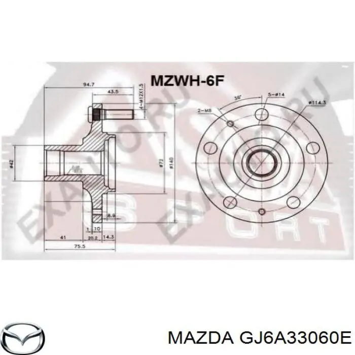 Piasta przednia GJ6A33060E Mazda