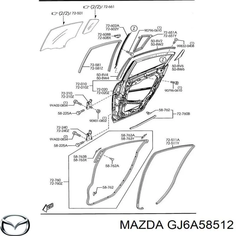 Zacisk bocznej szyby Mazda RX-8 (SE)