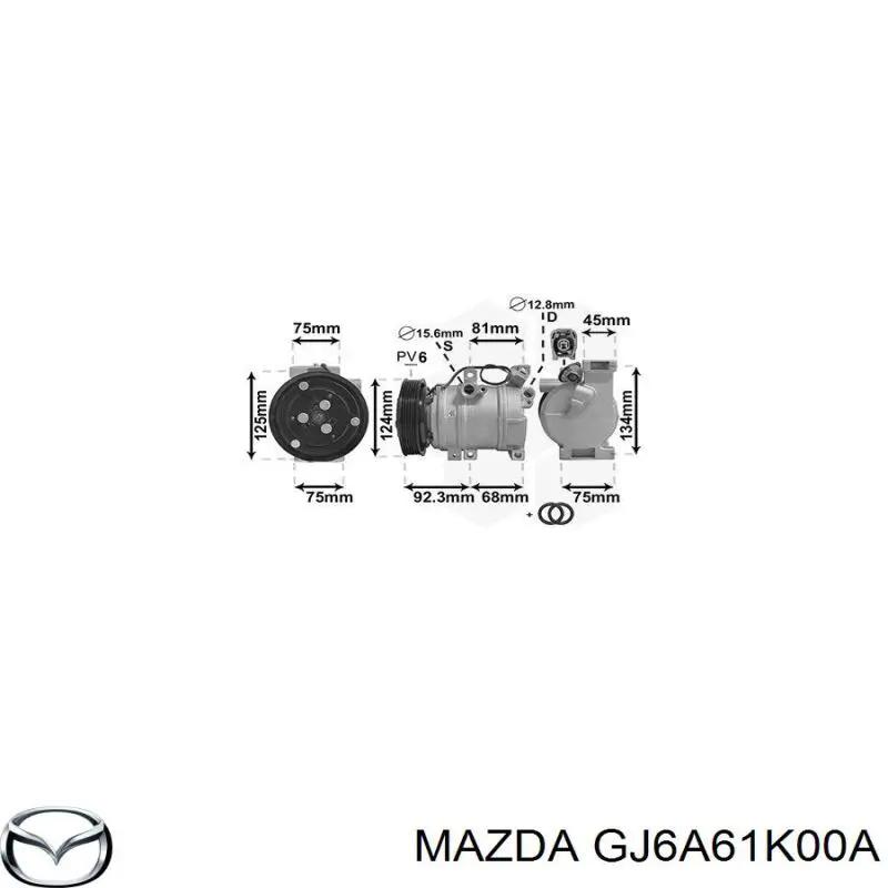 Sprężarka klimatyzacji Mazda GJ6A61K00A cena, od 246,90 USD