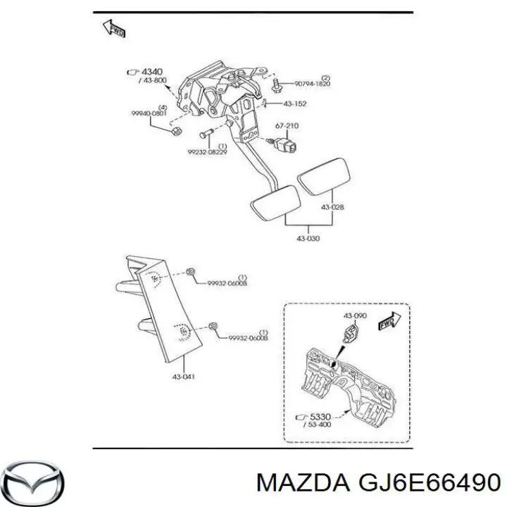 GJ6E66490 Mazda Czujnik włącznika świała stop