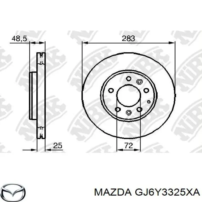 Do koszyka GJ6Y3325XA Mazda Tarcza hamulcowa przednia
