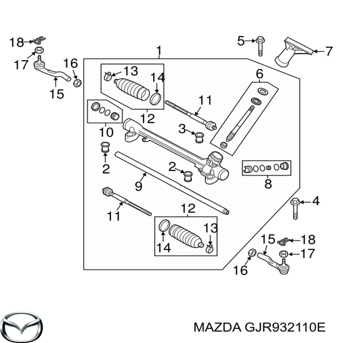 GJR932110E Mazda Listwa kierownicza (maglownica)