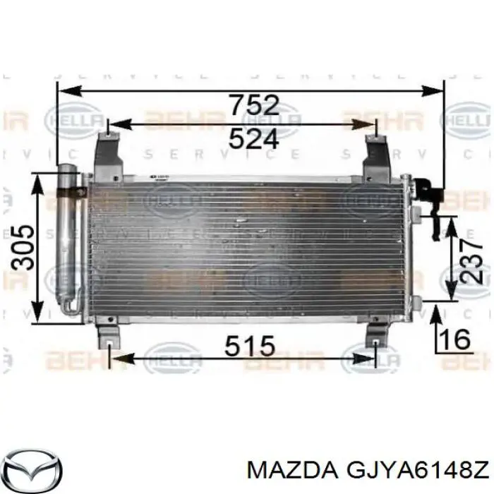 Chłodnica klimatyzacji Mazda GJYA6148Z cena, od 80,02 USD