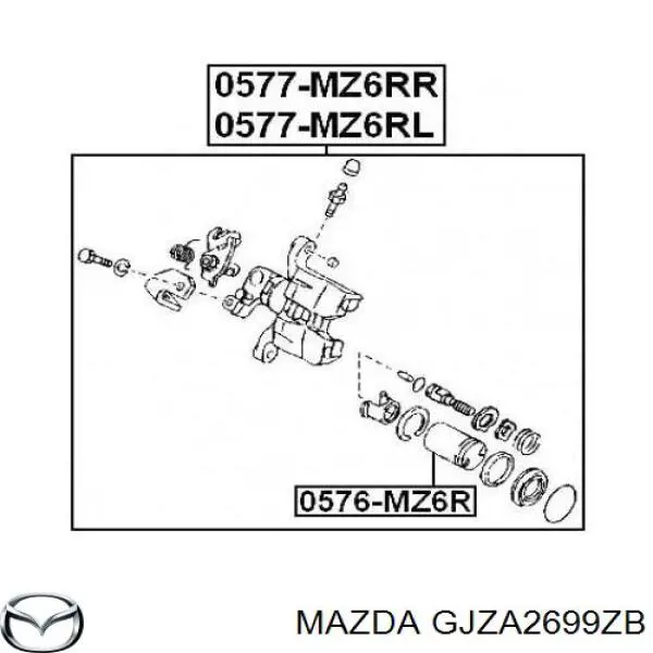 Zacisk hamulcowy tylny lewy Mazda GJZA2699ZB cena, od 60,89 USD