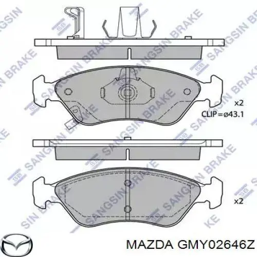 Zestaw naprawczy zacisku hamulcowego tylnego GMY02646Z Mazda